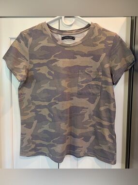 Abercrombie & Fitch Women's Camo Pocket Tee - Olive & Taupe